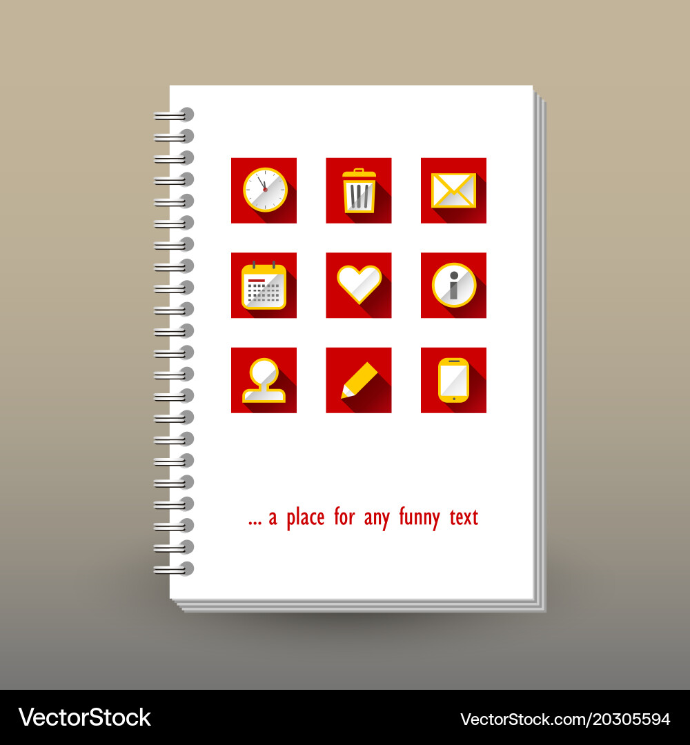 Cover of diary or notebook planning icons Vector Image