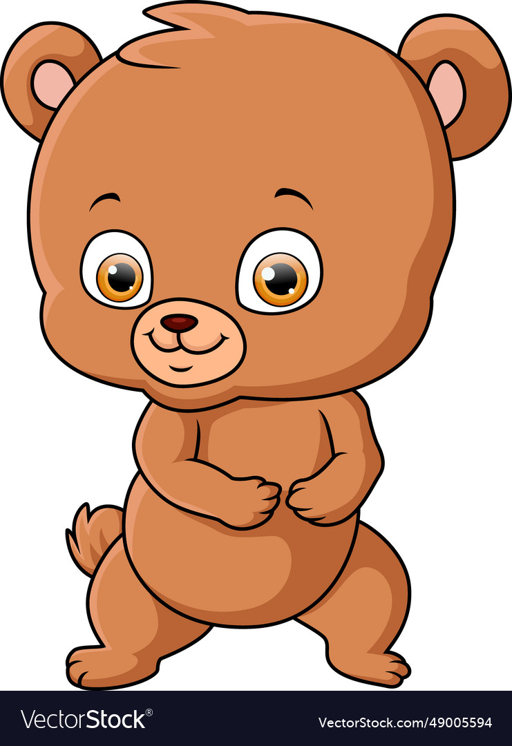 Cute little bear cartoon on white background Vector Image