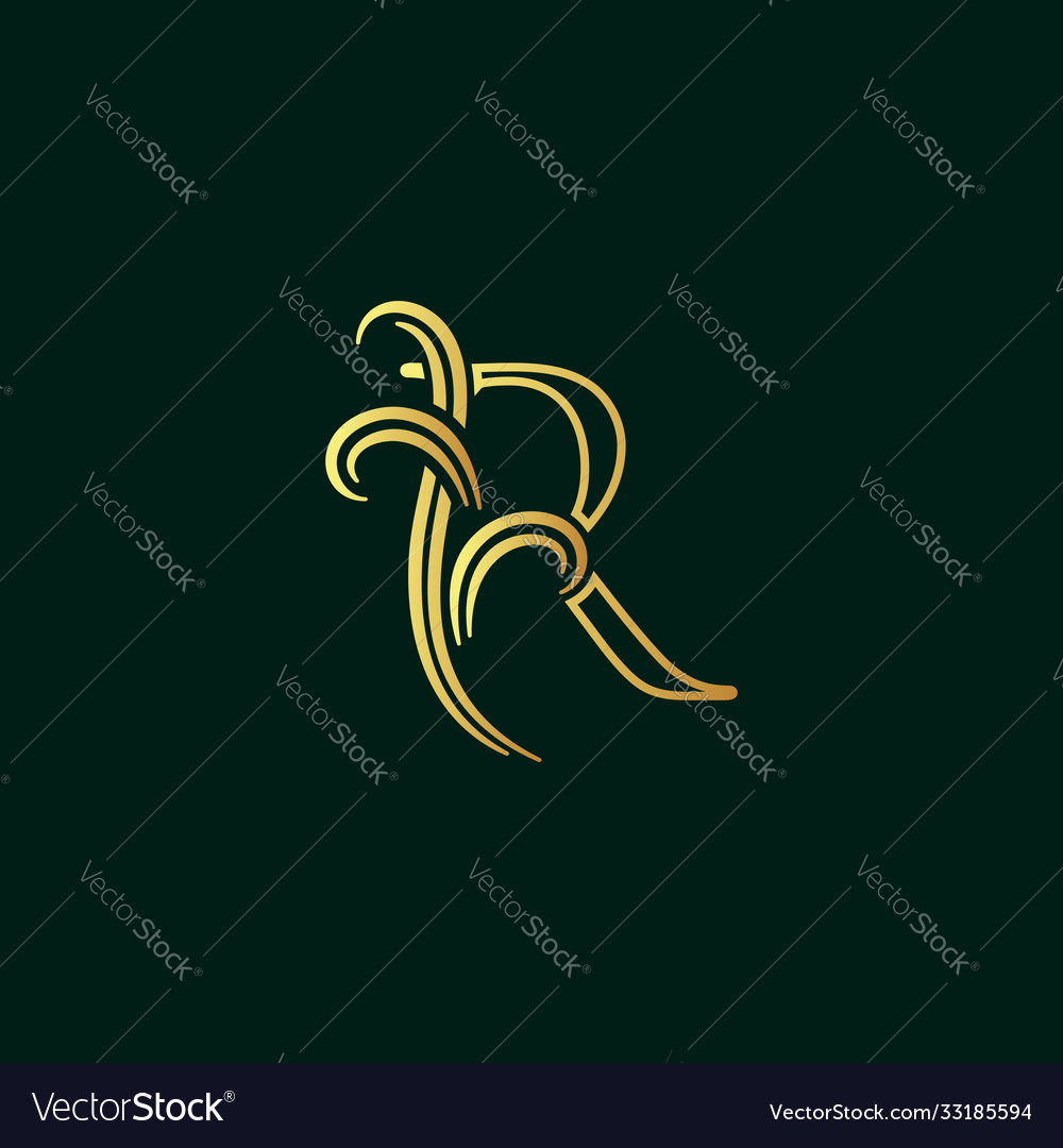 Elegant initial line font r vector image Elegant initial line font r