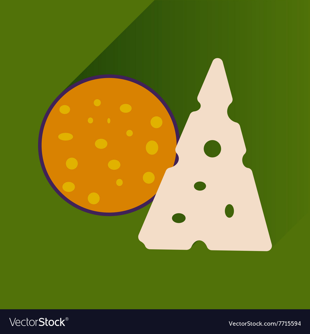 Flat with shadow icon cheese and sausage