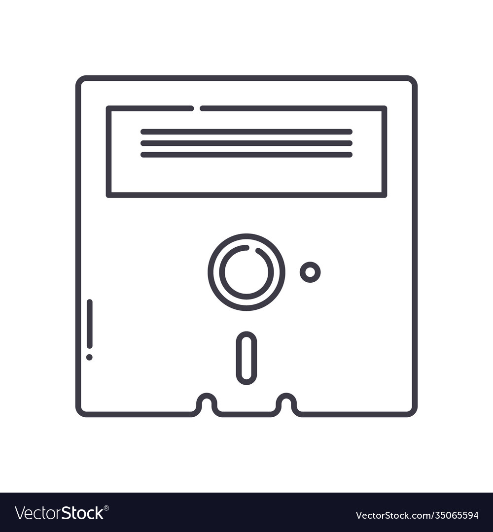 Floppy disk icon linear isolated vector image Floppy disk icon linear isolated