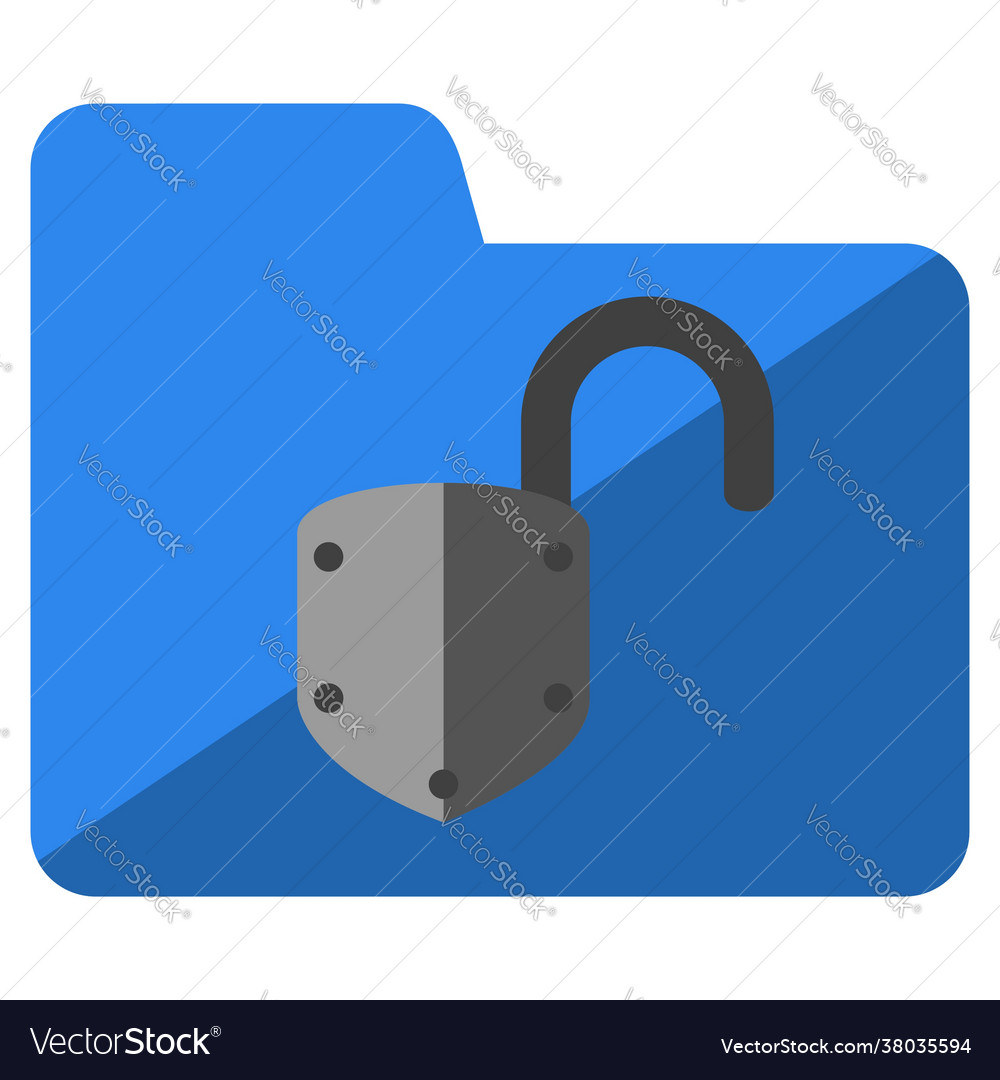 Folder icon with open padlock symbol