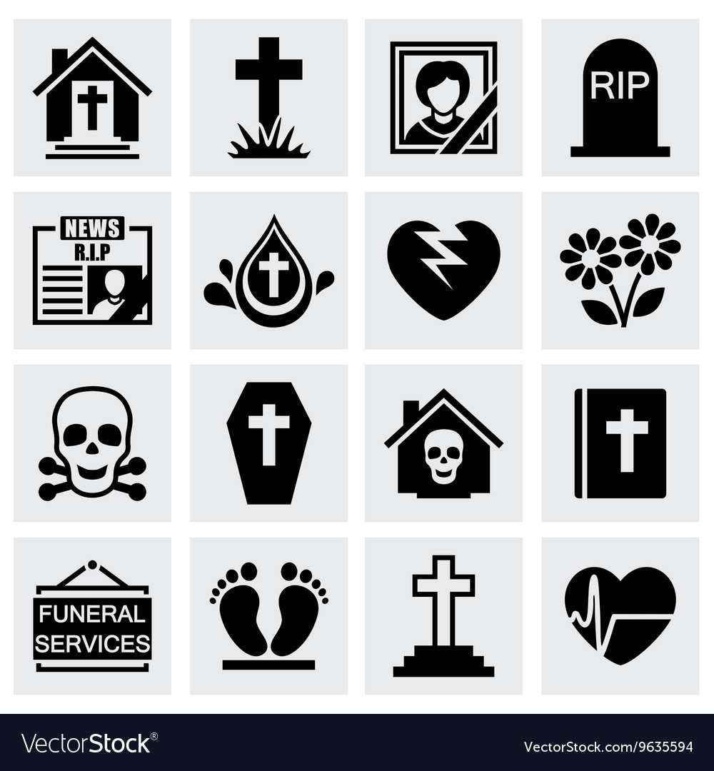 Funeral icon set Royalty Free Vector Image - VectorStock