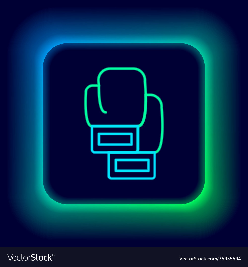 Glowing neon line boxing glove icon isolated