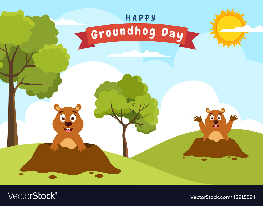 Happy groundhog day on february with cute Vector Image