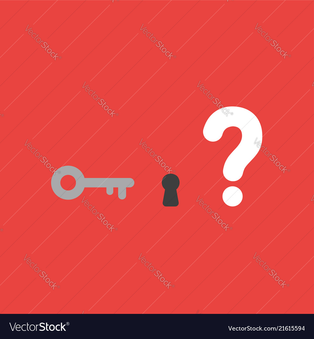 Icon concept of key with keyhole and question vector image Icon concept of key with keyhole and question