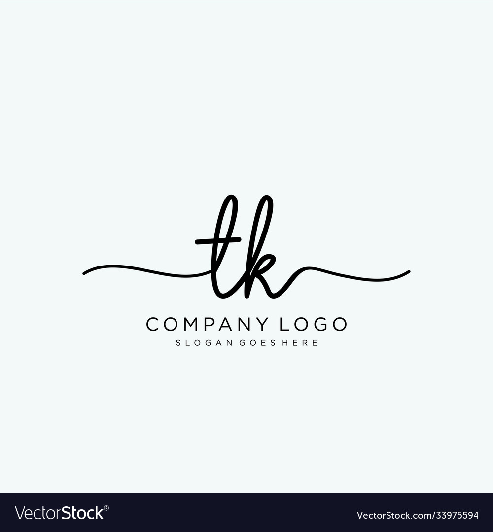Initial tk handwriting logo with circle template
