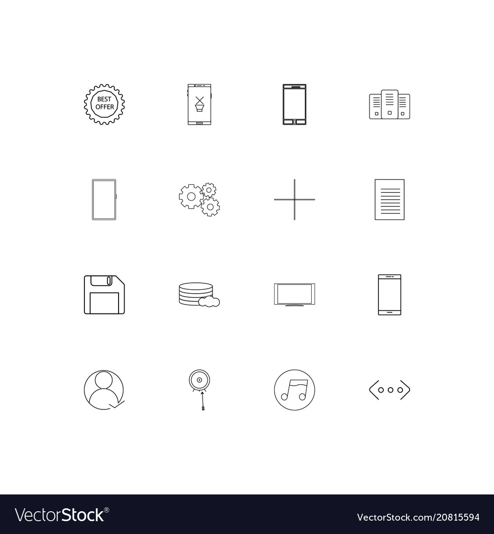 Internet technologies linear thin icons set