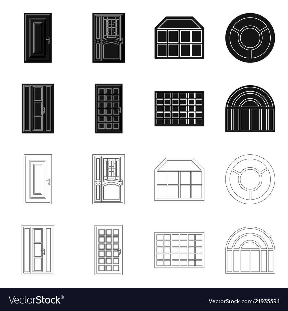 Isolated object of door and front sign set