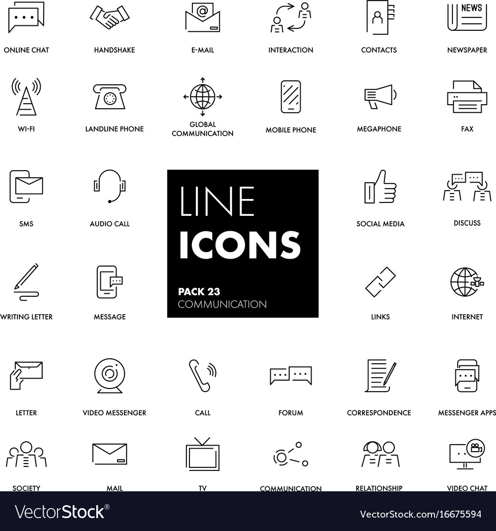 Line icons set communication