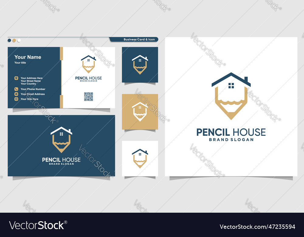 Pencil house logo template with creative concept