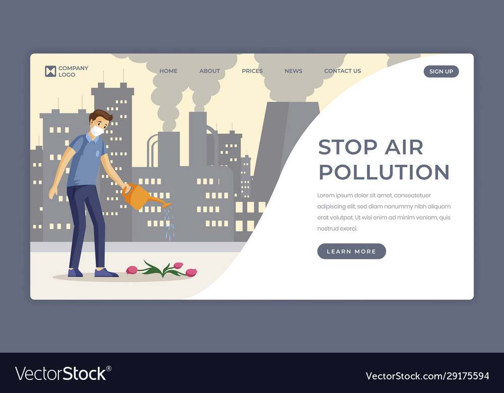 Saving nature flat landing page template stop air Vector Image