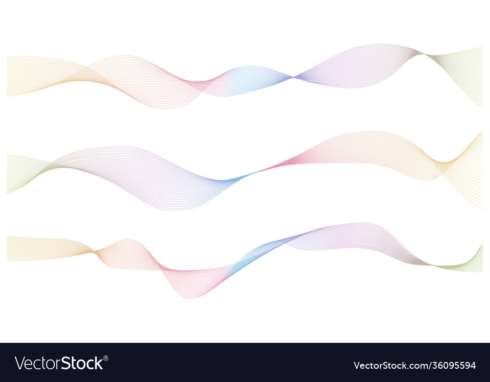 Set bright dynamic wave lines abstract vector image Set bright dynamic wave lines abstract