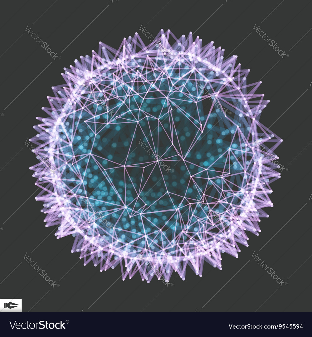 Sphere with connected lines and dots glowing grid