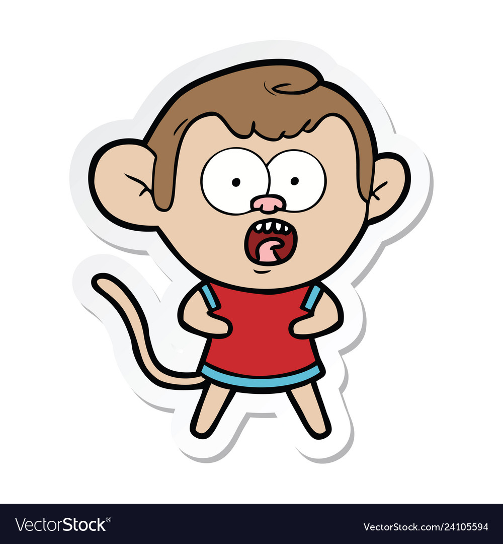 Sticker of a cartoon shocked monkey Royalty Free Vector