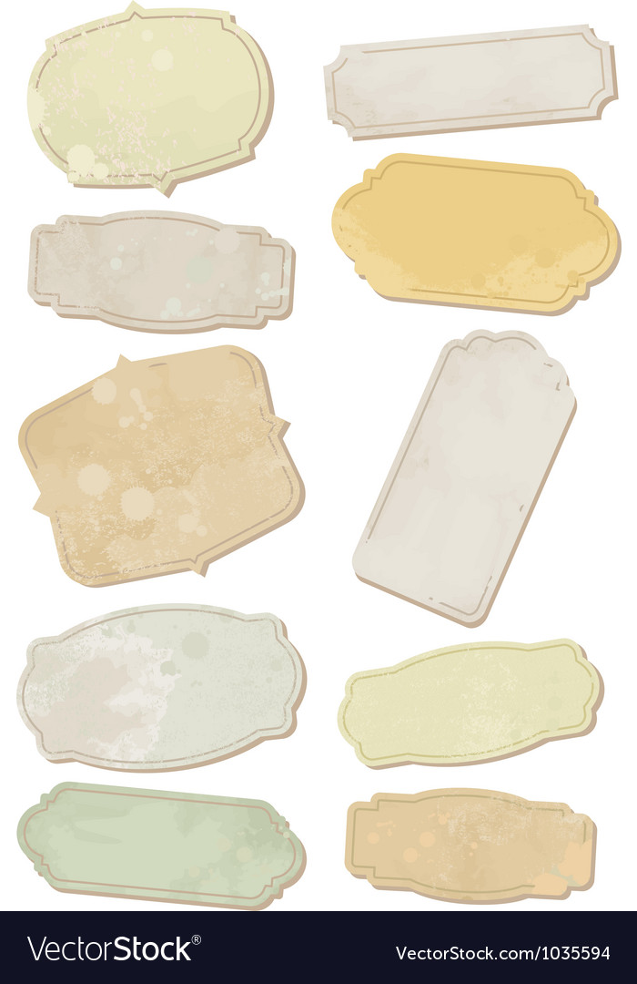 Weathered ornamental tag labels Royalty Free Vector Image