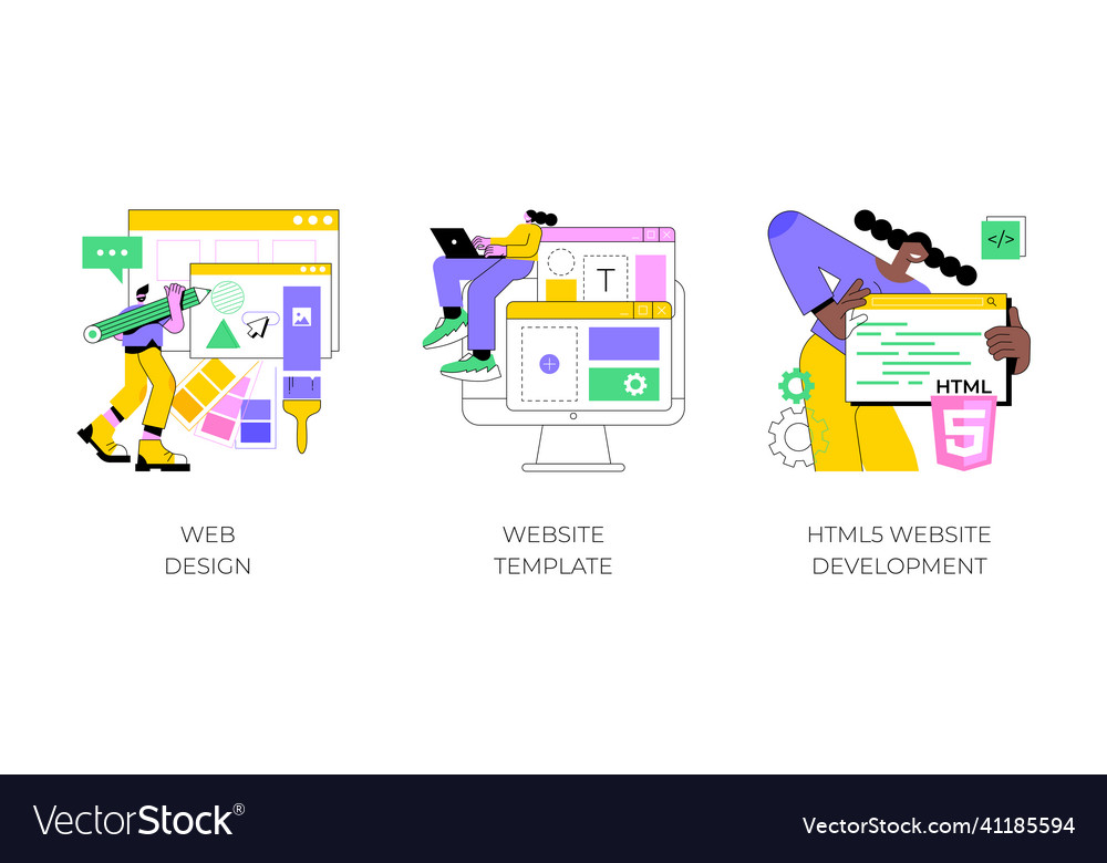 Website building service abstract concept vector image Website building service abstract concept