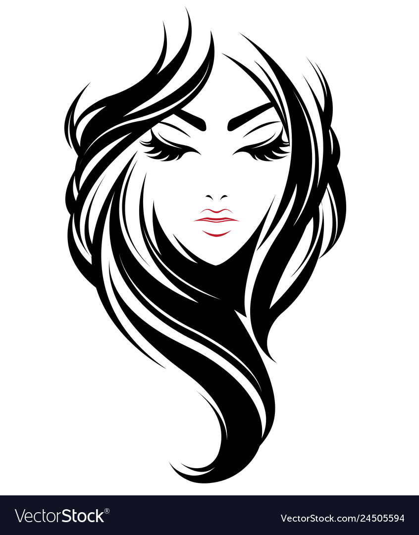 Women Long Hair Style Icon Logo Women On White Vector Image