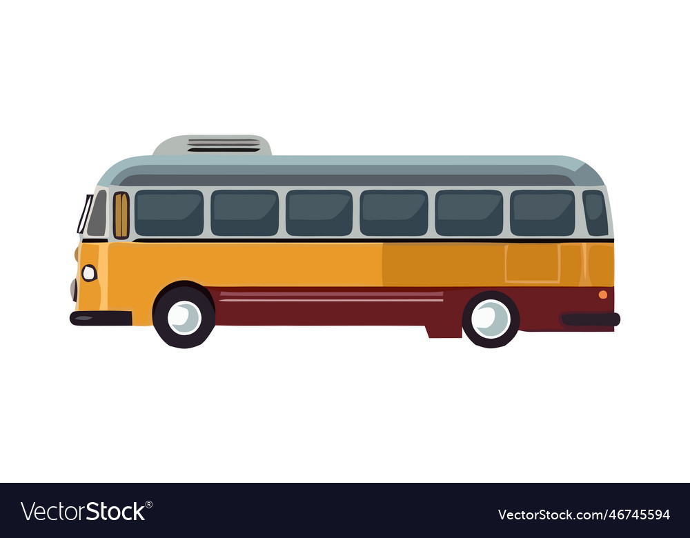 Yellow tour bus in flat style Royalty Free Vector Image