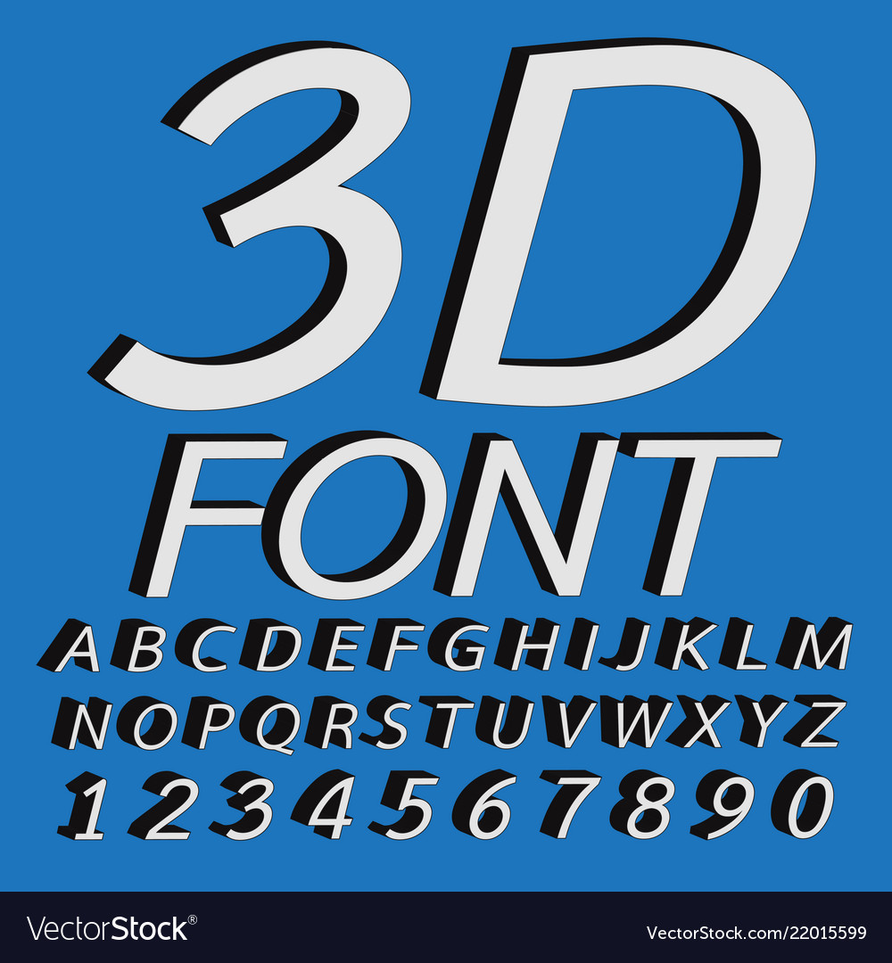3d font letters and numbers vector image 3d font letters and numbers