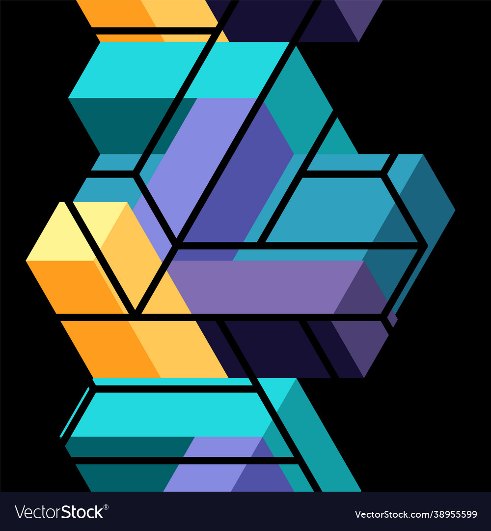 Abstract background 3d cubes cubic elements vector image Abstract background 3d cubes cubic elements