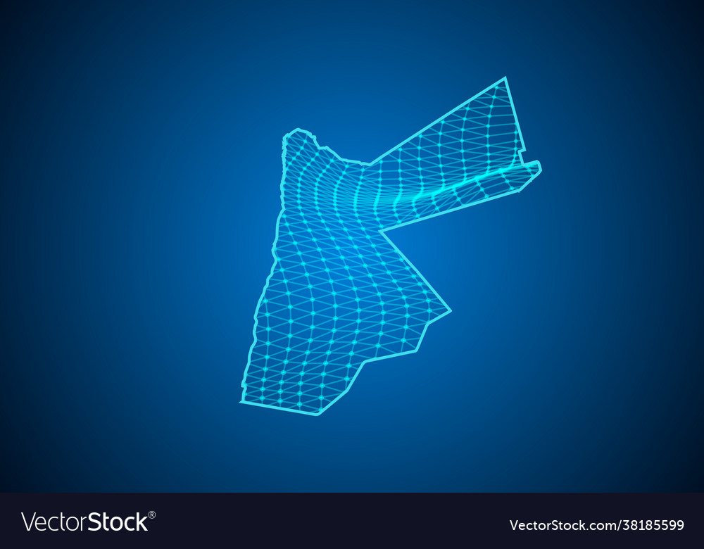Abstract digital map jordan with particles vector image Abstract digital map jordan with particles