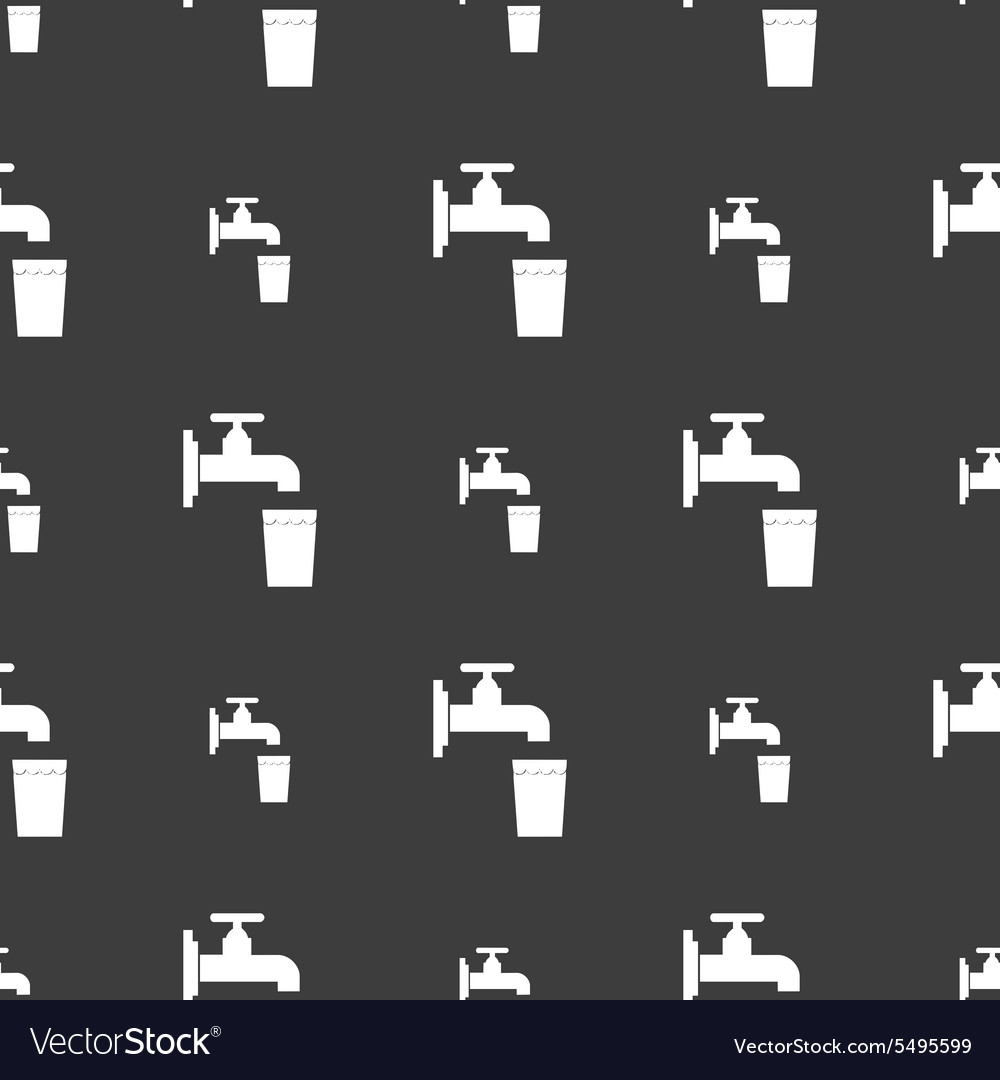 Faucet glass water icon sign seamless pattern