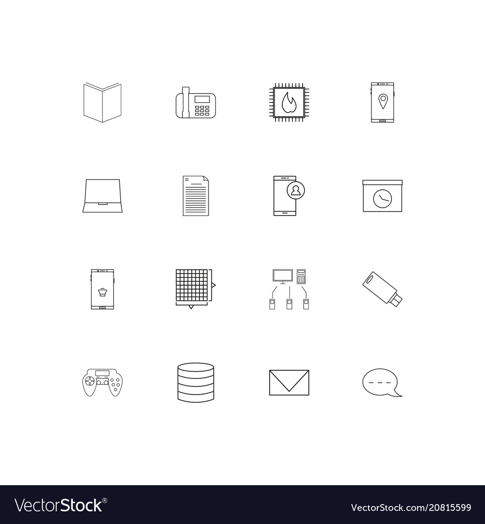 Internet technologies linear thin icons set