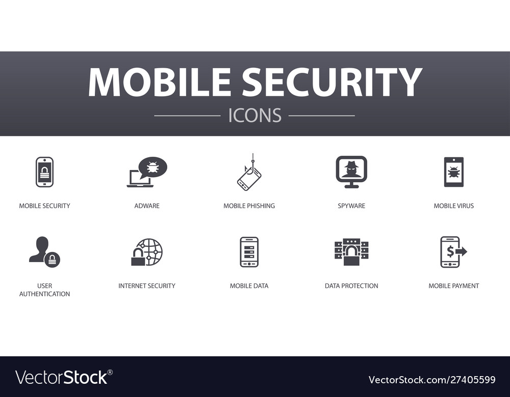 Mobile security simple concept icons set contains