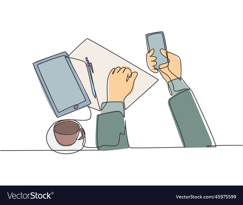 Single continuous line drawing of hand gestures vector image Single continuous line drawing of hand gestures