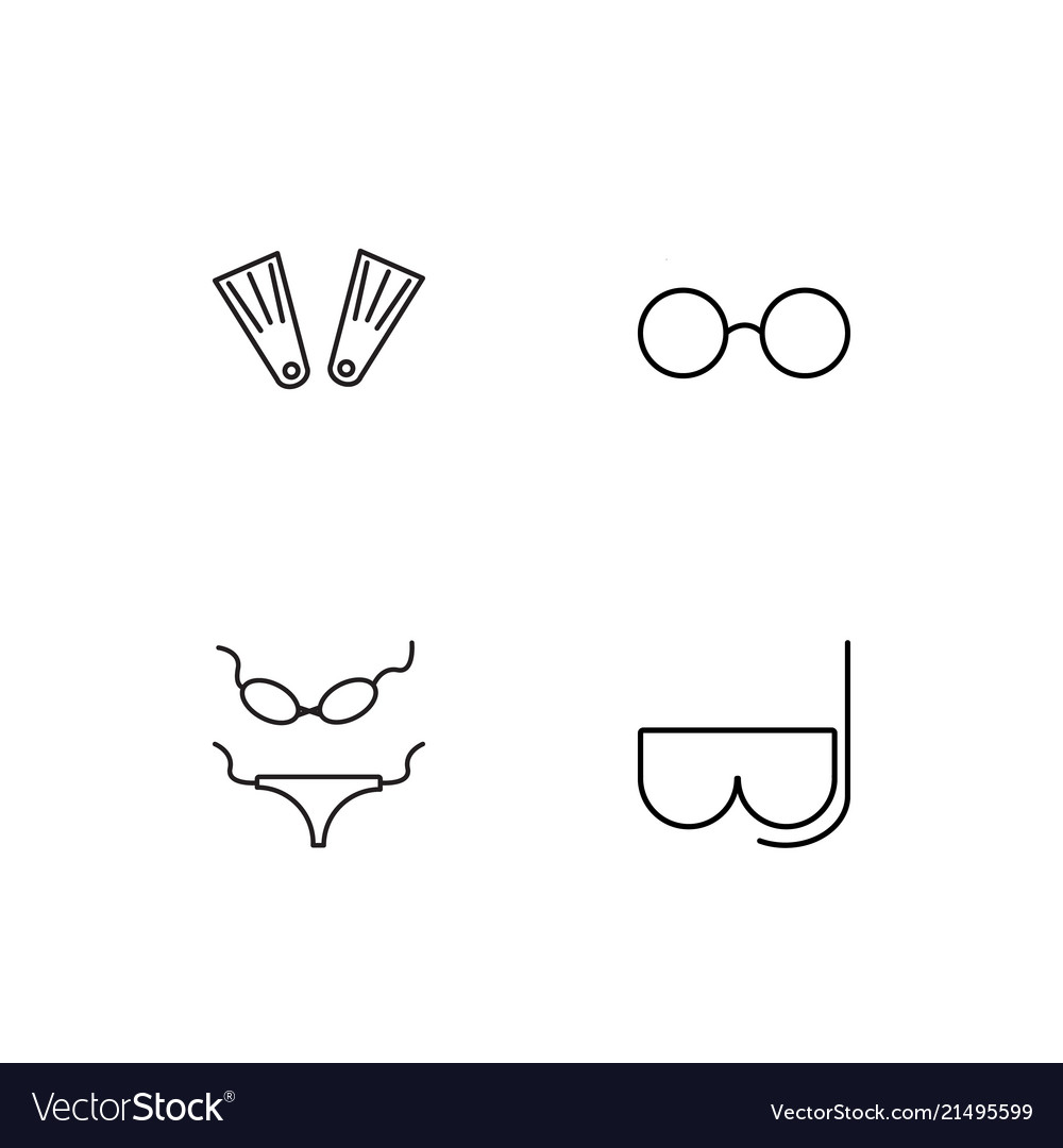 Summer linear icons set simple outline