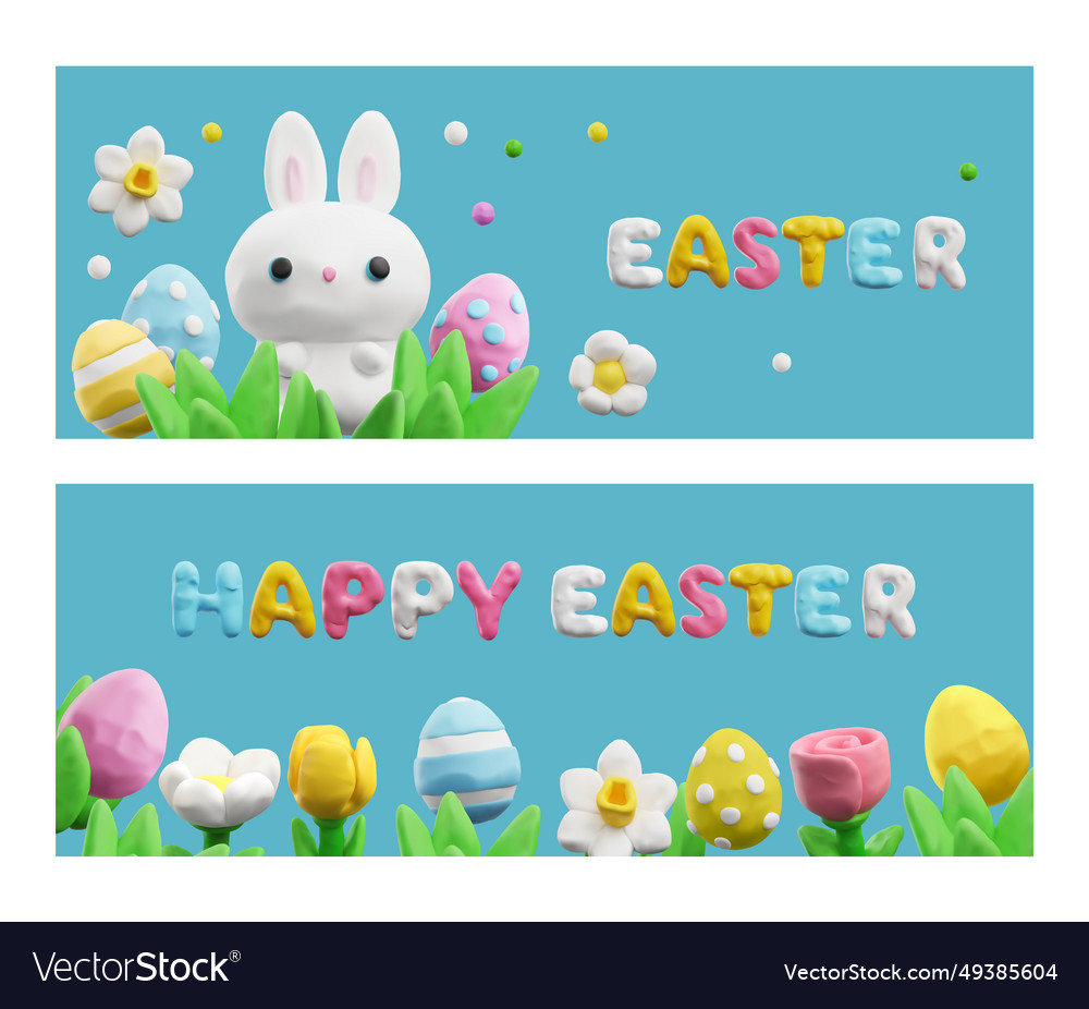 3d happy easter holiday greeting plasticine design