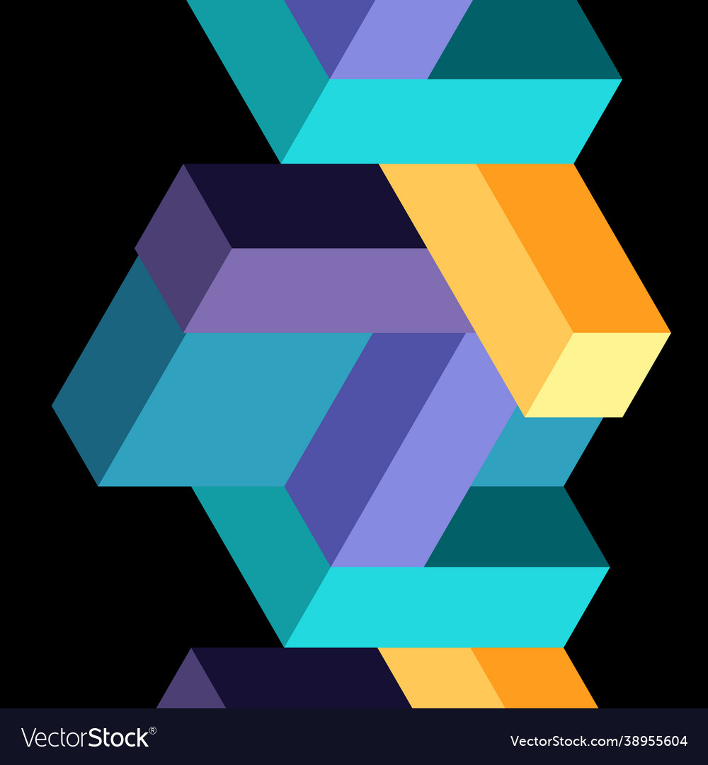 Abstract background 3d cubes cubic elements vector image Abstract background 3d cubes cubic elements