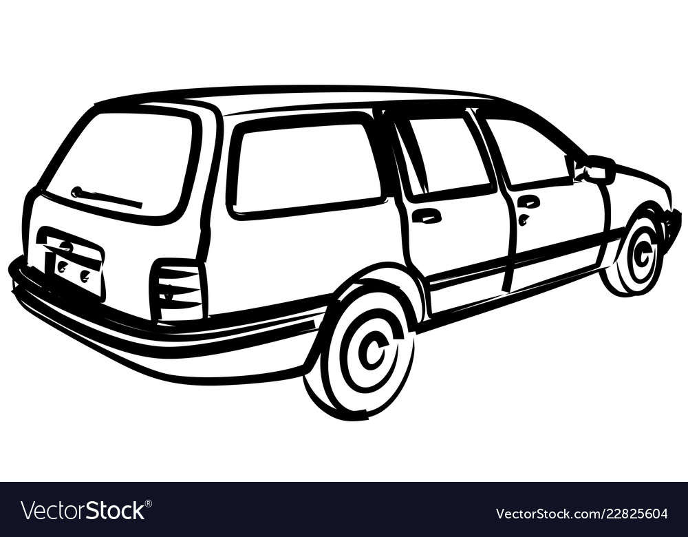 Car retro sketch Royalty Free Vector Image - VectorStock