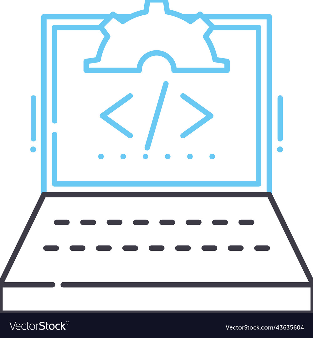 Custom code implementation line icon outline vector image Custom code implementation line icon outline