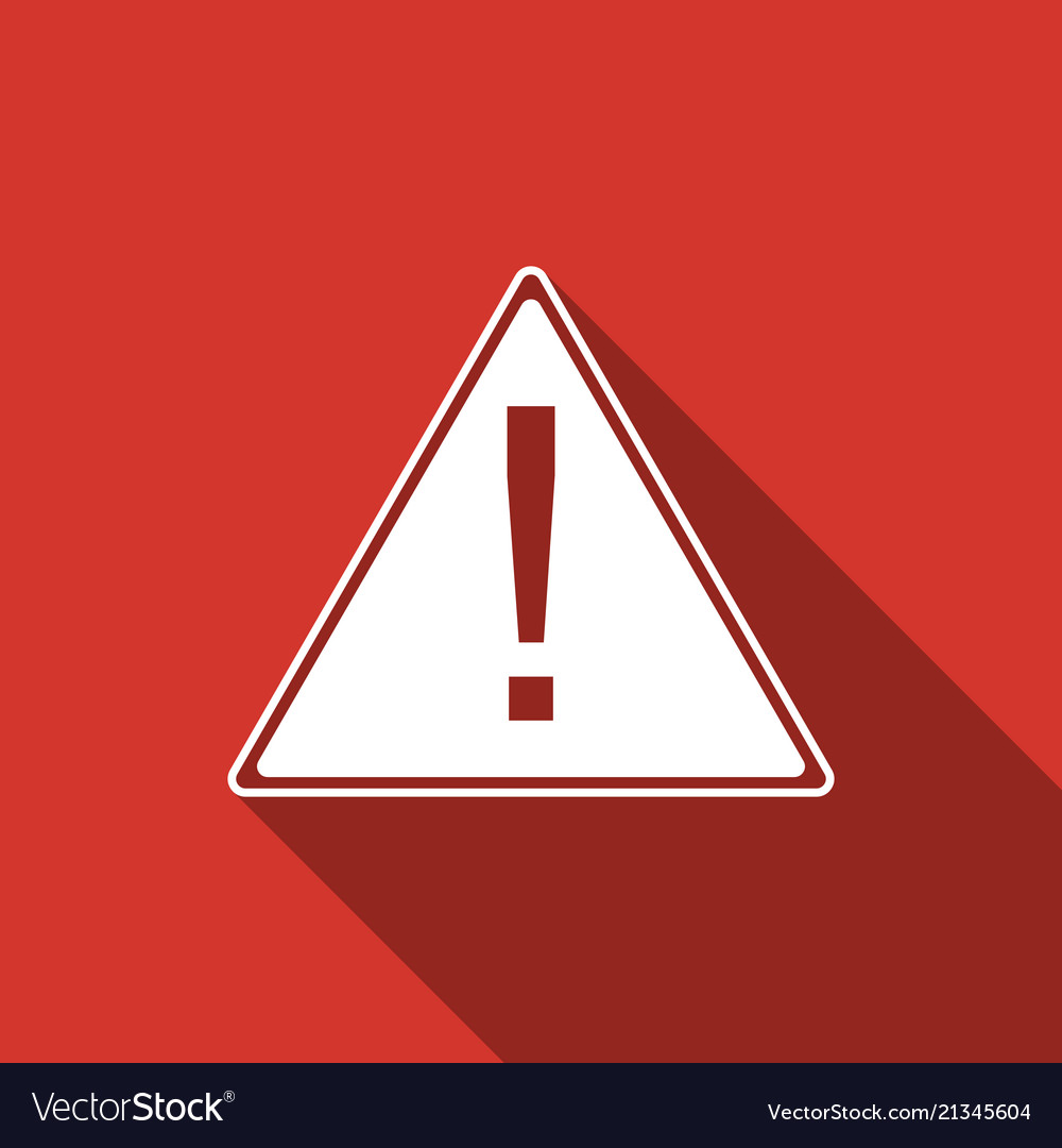 Exclamation mark in triangle icon with long shadow vector image Exclamation mark in triangle icon with long shadow