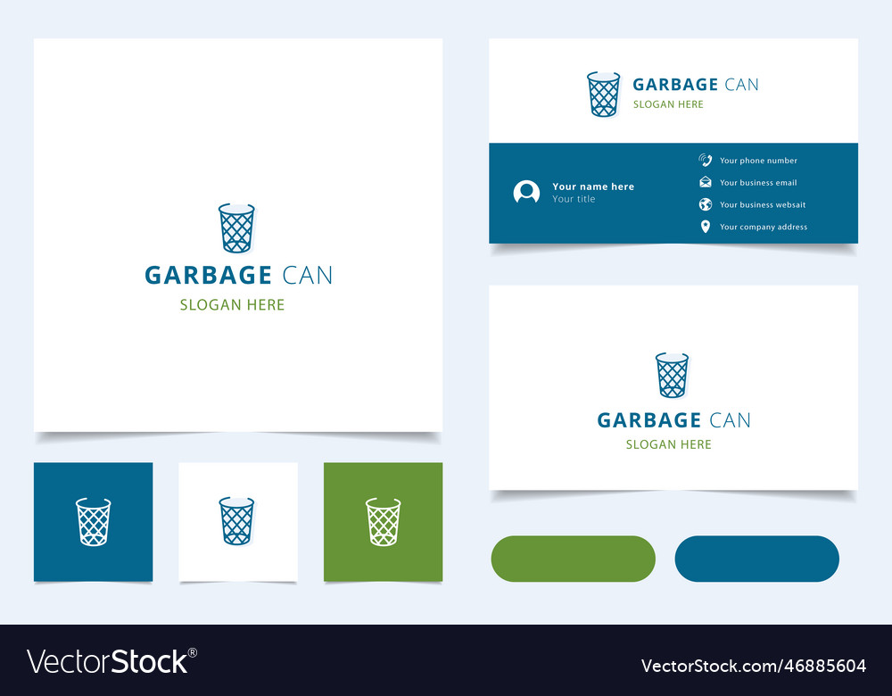Garbage can logo design with editable slogan vector image Garbage can logo design with editable slogan