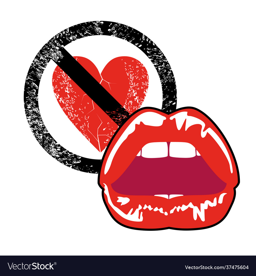 Herz verboten Zeichen und Lippen vector image Herz verboten Zeichen und Lippen