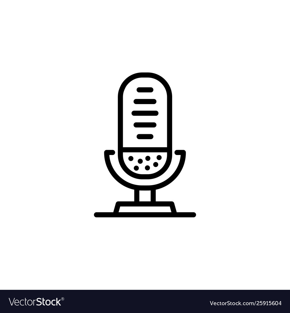 Microphone line icon in flat style for app ui