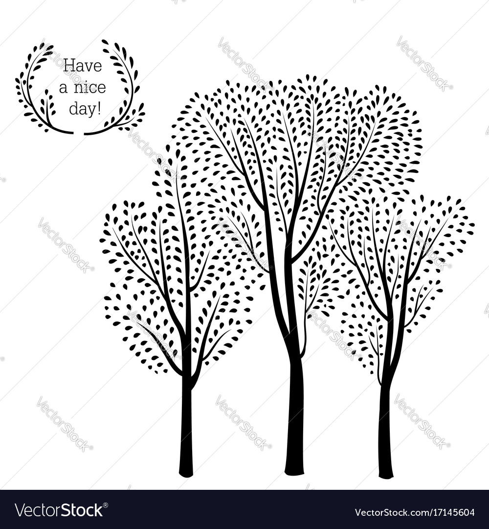 Nature background trees and birds silhouette card