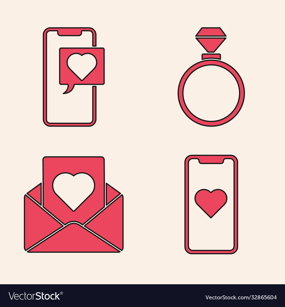 Set mobile phone with heart smartphone