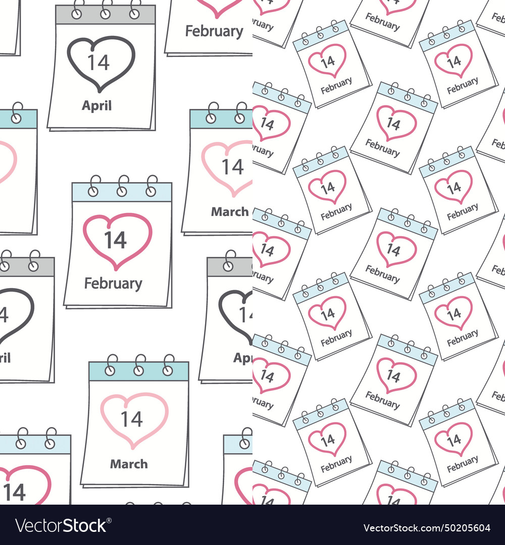 Set of seamless patterns with calendar pages vector image Set of seamless patterns with calendar pages