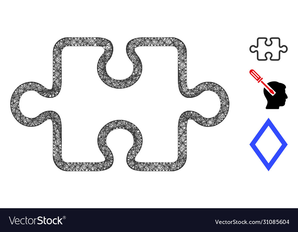 Stroke puzzle item polygonal web mesh vector image Stroke puzzle item polygonal web mesh
