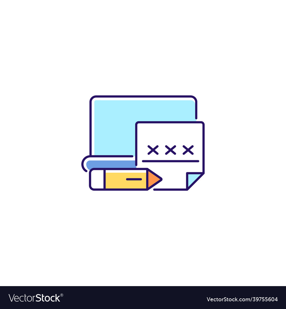 Using post it to remember password rgb color icon vector image Using post it to remember password rgb color icon