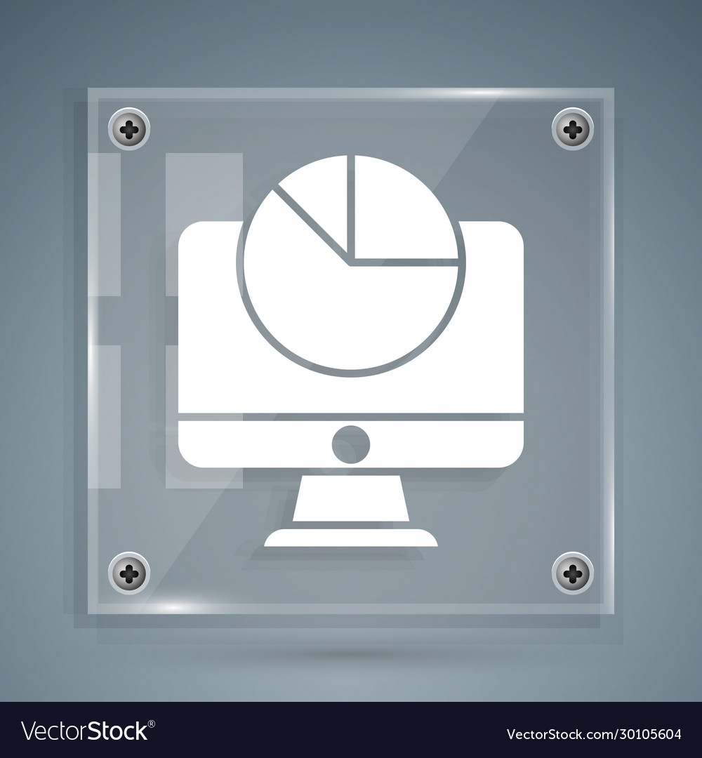 White computer monitor with graph chart icon vector image White computer monitor with graph chart icon