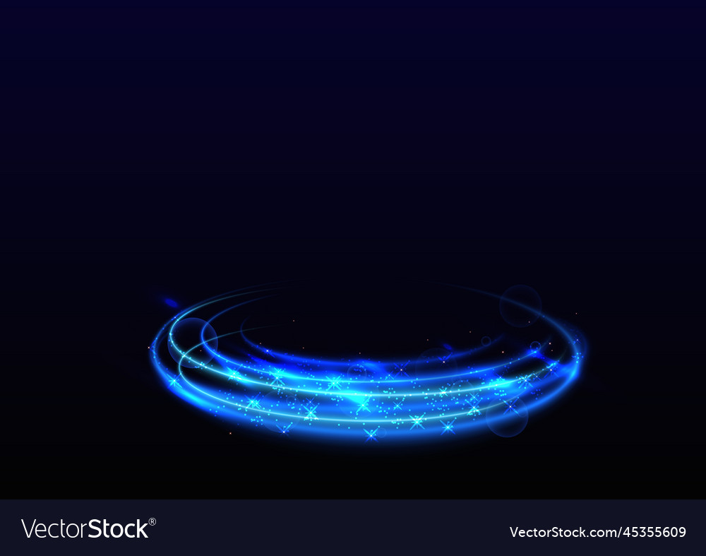 Blue Light Effect Curves With Sparkle On Black Vector Image