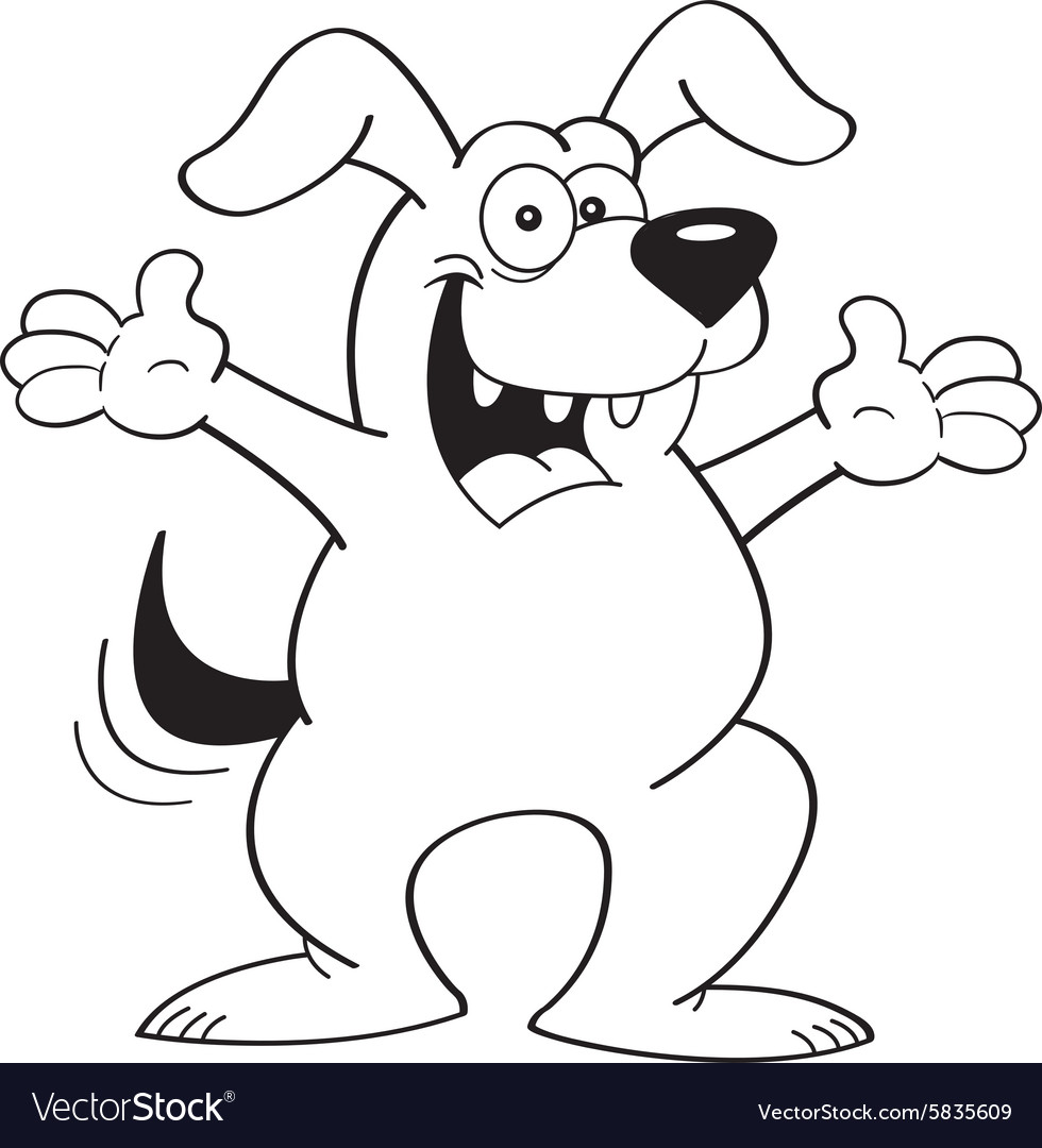 Cartoon dog with arms extended