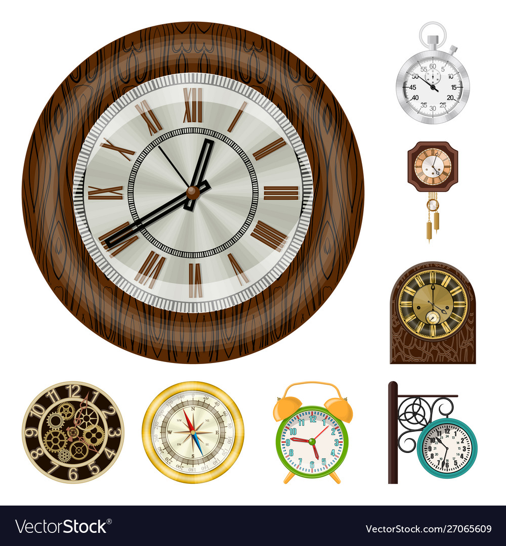 Design clock and time sign set vector image Design clock and time sign set