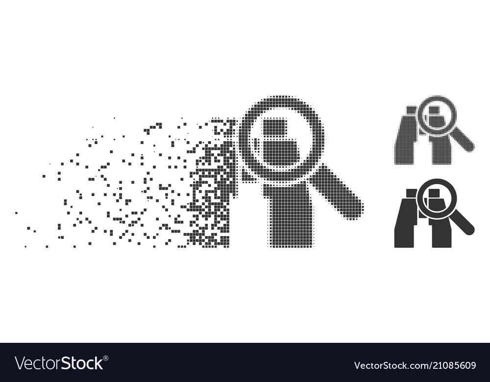 Dissolved pixel halftone binoculars find tools vector image Dissolved pixel halftone binoculars find tools