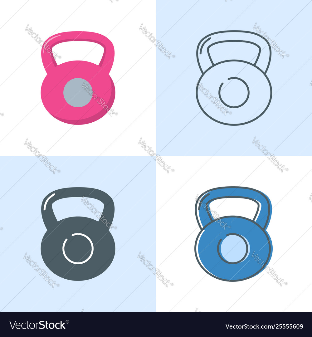 Dumbbell icon set in flat and line style